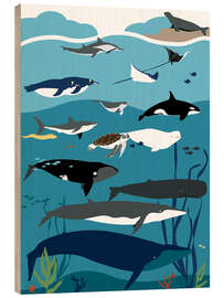 Wood print Mediterranean Sea Life