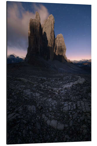 Aluminium print Tre Cime Di Lavaredo in the Dolomites in the moonlight