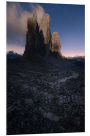 Foam board print Tre Cime Di Lavaredo in the Dolomites in the moonlight