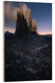 Obraz na drewnie Tre Cime Di Lavaredo in the Dolomites in the moonlight