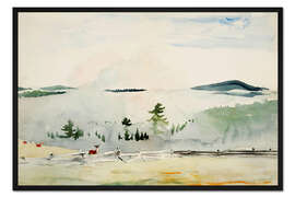 Gerahmter Kunstdruck Landschaft mit Hirschen im Morgendunst, 1892