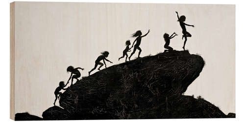Tableau en bois Joyful Children, “Per aspera ad astra”, Painting No. 18, 1888