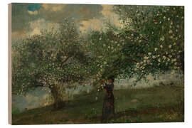 Cuadro de madera Girl Picking Apple Blossoms, 1879