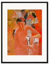 Gerahmter Kunstdruck Badende mit Fransentuch, 1940