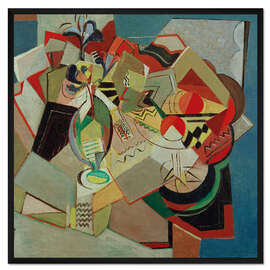 Gerahmter Kunstdruck Komposition mit Iris und Orangen,  um 1925/30