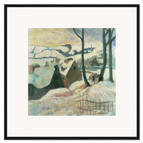 Ingelijste kunstdruk Village in the snow, 1894