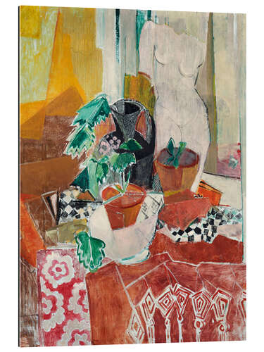 Gallery print Still life with fringed quilt, flower pots and torso, 1939/1940