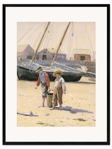 Inramat konsttryck A Basket of Clams, 1873