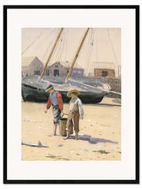 Inramat konsttryck A Basket of Clams, 1873