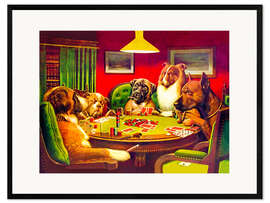 Impression artistique encadrée Dog Poker – "Is the St. Bernard bluffing?", 1903