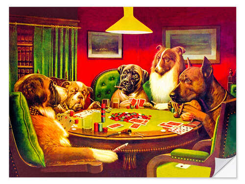 Selvklebende plakat Dog Poker – "Is the St. Bernard bluffing?", 1903