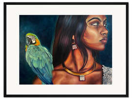 Gerahmter Kunstdruck Raudha Con Pappagallo Blau