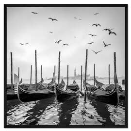 Gerahmter Kunstdruck Gondeln in Venedig