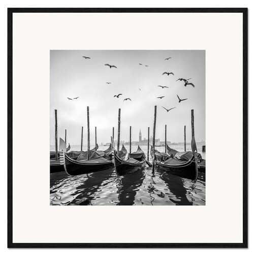 Impressão artística com moldura Gondolas in Venice