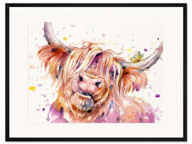 Gerahmter Kunstdruck Schlechtes Haar ist egal (Hochlandkuh)