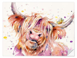 Sticker mural Bad hair don't care (Highland Cow)