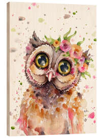 Wood print  Little Owl - Sillier Than Sally