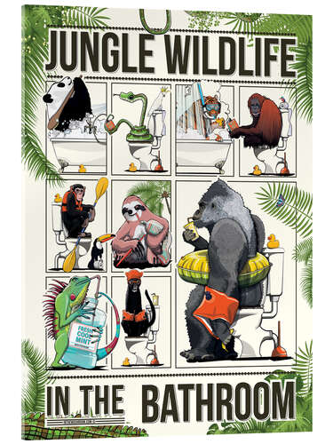 Stampa su vetro acrilico Jungle Animals in the Bathroom