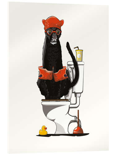 Akrylbilde Black Panther on the Toilet