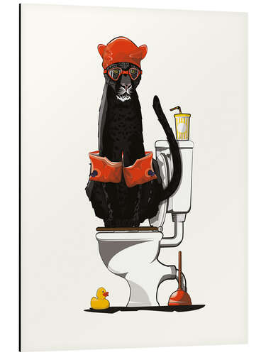 Alumiinitaulu Black Panther on the Toilet