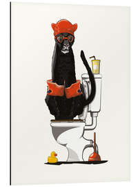 Alubild Schwarzer Panther auf der Toilette