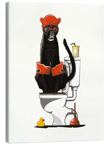 Tableau sur toile Black Panther on the Toilet