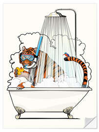 Sticker mural Tiger in the Bath