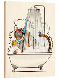 Cuadro de madera Tiger in the Bath