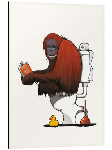 Alubild Orang-Utan auf der Toilette