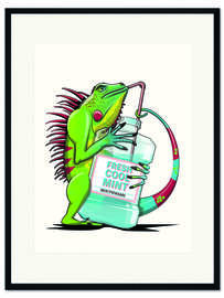 Gerahmter Kunstdruck Leguan im Badezimmer