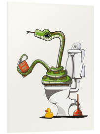 Foam board print Snake on the toilet in the Bathroom