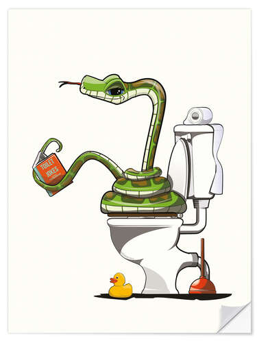 Naklejka na ścianę Snake on the toilet in the Bathroom