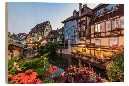 Wood print La Petite Venise in Colmar in Alsace, France