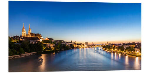 Quadro em plexi-alumínio Basel in Switzerland in the evening