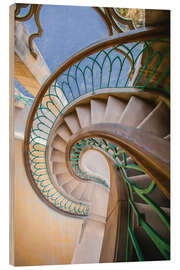 Wood print Mediterranean spiral staircase