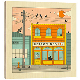 Wood print The Video Store