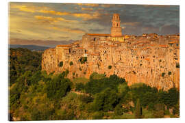 Acrylglasbild Pitigliano in der Toskana bei Sonnenaufgang