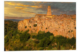 Tableau en PVC Pitigliano in Tuscany at sunrise