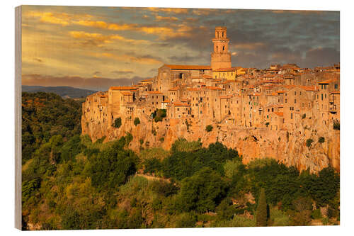 Quadro de madeira Pitigliano in Tuscany at sunrise