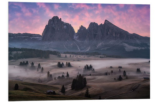 Foam board print Sunrise at the Seiser Alm, Dolomites