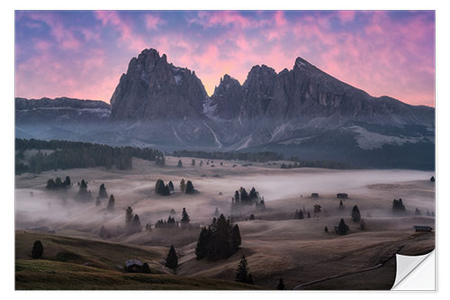 Sisustustarra Sunrise at the Seiser Alm, Dolomites