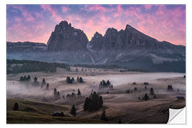 Naklejka na ścianę Sunrise at the Seiser Alm, Dolomites