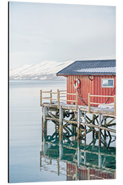 Aluminium print Red Cabin in Norway