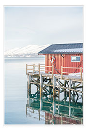 Wandbild  Rote Hütte in Norwegen - Henrike Schenk