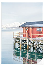 Wandsticker Rote Hütte in Norwegen