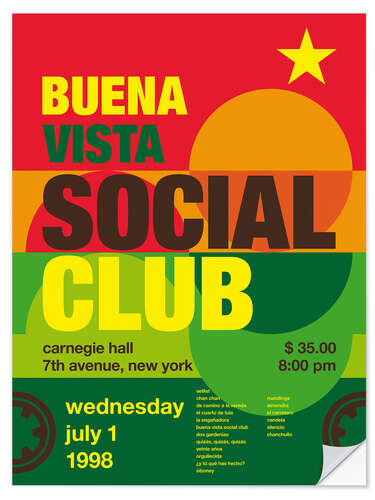 Selvklebende plakat Buena Vista Social Club Concert Poster