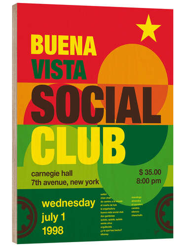 Tableau en bois Buena Vista Social Club Concert Poster