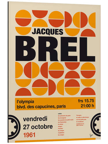 Aluminium print Jacques Brel Concert Poster