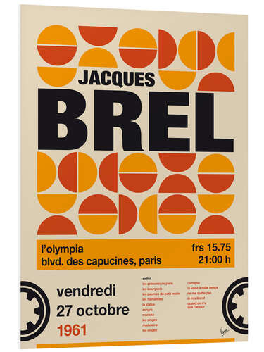 Hartschaumbild Jacques Brel Concert Poster