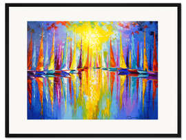 Gerahmter Kunstdruck Regenbogen-Segelboote